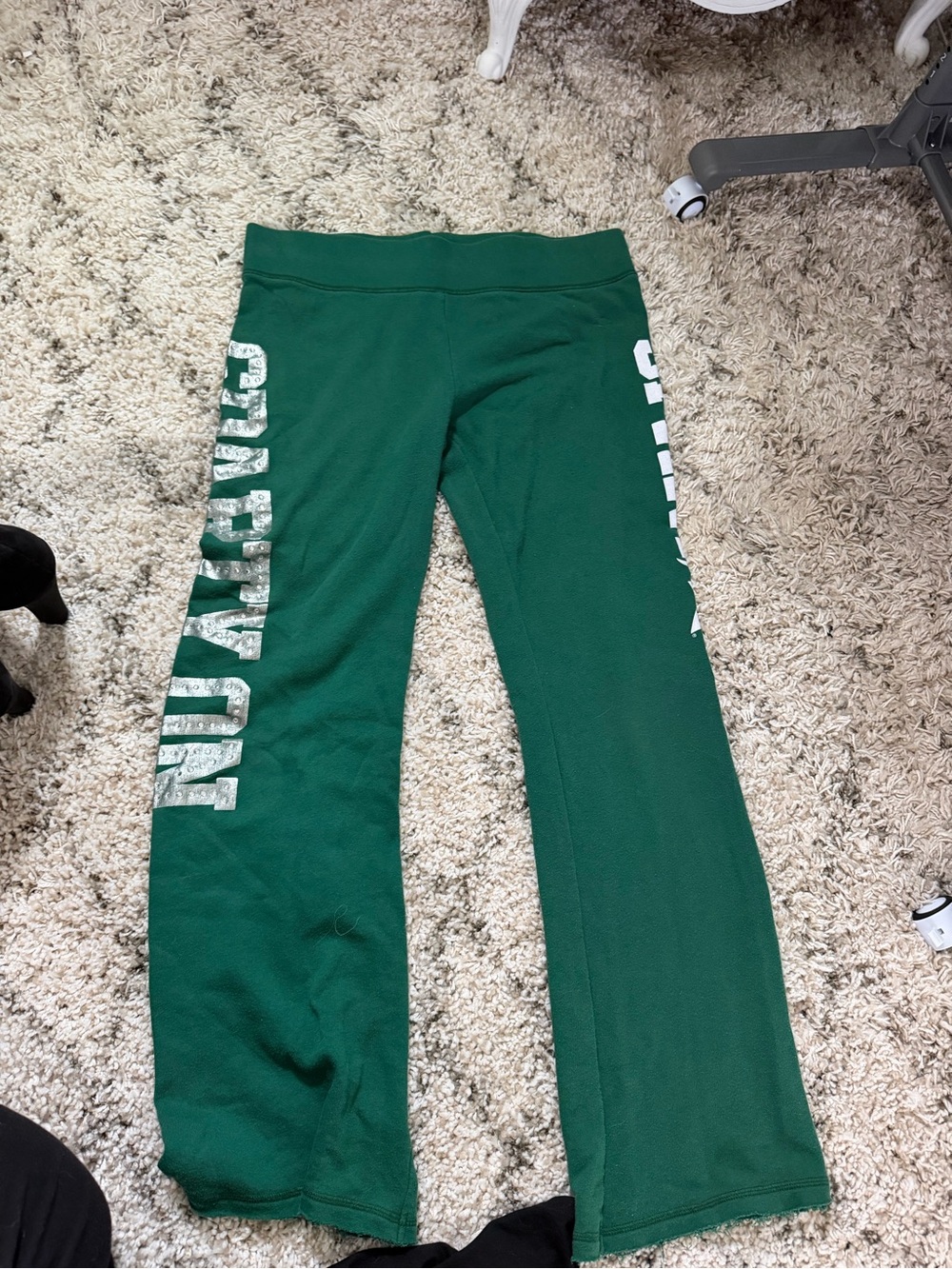 Women’s Green Pink Spartans Cozy Flare Sweatpants with Side Lettering